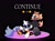 Size: 1765x1316 | Tagged: safe, artist:biolizardboss, tangle the lemur, whisper the wolf, black background, continue screen, duo, female, hand on another's head, simple background, sitting, standing, swirly eyes, text, treads