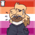 Size: 600x600 | Tagged: safe, artist:graves-yard, whisper the wolf, cute, eyes closed, fangs, icon, lesbian, lesbian pride, lesbian whisper, pride, pride flag, pride flag background, smile, solo, whispabetes