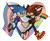 Size: 1449x1185 | Tagged: safe, artist:k41raku, shadow the hedgehog, sonic the hedgehog, agender, agender pride, agender shadow, bi sonic, bisexual, bisexual pride, blushing, cute, duo, ear fluff, flag, gay, gay pride, gay shadow, green blush, heart, holding hands, holding something, lidded eyes, looking at each other, one fang, pride, pride flag, progress pride, semi-transparent background, shadow x sonic, shipping, signature, smile, t4t, tank top, trans boy sonic, trans male, trans pride, transgender, walking, wall of tags, wink