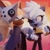 Size: 1280x1280 | Tagged: safe, artist:wwolforam, tangle the lemur, whisper the wolf, lemur, wolf, 2023, 3d, duo, eyes closed, holding hands, idw sonic the hedgehog, lesbian, lesbian pride, pride, pride flag, pride flag background, redraw, shipping, smile, standing, tangle x whisper, wink