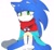 Size: 1162x1080 | Tagged: safe, artist:rainbow_7638, sonic the hedgehog, hedgehog, 2025, cape, cute, floppy ear, frown, lidded eyes, looking offscreen, male, simple background, sitting, solo, tears, white background