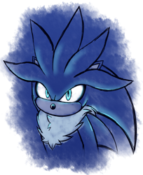 Size: 1387x1700 | Tagged: safe, artist:fire-for-battle, silver the hedgehog, 2025, abstract background, looking at viewer, monochrome, neck fluff, solo