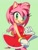 Size: 1283x1699 | Tagged: safe, artist:chxrry_bonbon, amy rose, hedgehog, female, green background, simple background, solo