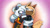 Size: 2048x1152 | Tagged: safe, artist:cinderghost22, tangle the lemur, whisper the wolf, 2025, alternate universe, au:timeskip (cinderghost22), cute, duo, gradient background, hair up, hugging, lesbian, looking at each other, mouth open, open smile, shipping, smile, standing, tail hug, tangle x whisper, uekawa style, wagging tail