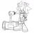 Size: 529x545 | Tagged: safe, artist:scourgefrontier, amy rose, oc, oc:aim the hedgehog, 2024, holding something, line art, looking at viewer, monochrome, piko piko hammer, signature, simple background, smile, solo, standing, top surgery scars, trans boy amy, trans male, transgender, white background