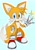 Size: 1448x2048 | Tagged: safe, artist:blake7587292440, miles "tails" prower, 2025, blue background, blushing, cute, food, hand on hip, holding something, looking at viewer, male, pocky (food), simple background, sketch, smile, smiling at viewer, solo, sparkles