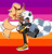 Size: 861x900 | Tagged: safe, artist:weirdasizzie, tangle the lemur, whisper the wolf, 2025, abstract background, blushing, blushing ears, carrying them, cute, duo, eye clipping through hair, heart, lesbian, lesbian pride, lesbian visibility week, meme, pride, pride flag, pride flag background, shipping, smile, tall lesbian, tangle x whisper, wagging tail