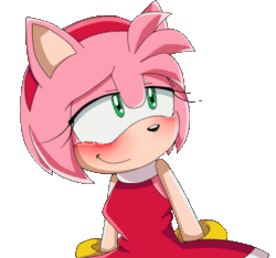 Size: 498x466 | Tagged: artist needed, safe, amy rose, hedgehog, animated, blinking, blushing, crying, female, gif, solo, sonic x style, tears, tears of happiness, transparent background