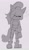 Size: 1195x2048 | Tagged: safe, artist:zeil_s5, whisper the wolf, 2025, cute, eye clipping through hair, eyes closed, greyscale, holding arm, monochrome, mouth open, open mouth, open smile, simple background, smile, solo, standing, whispabetes, white background