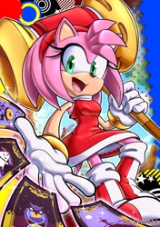 Size: 1748x2480 | Tagged: safe, artist:slliphylla, amy rose, piko piko hammer, tarot card