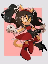 Size: 1536x2048 | Tagged: safe, artist:nutty__fox, honey the cat, cat, 2025, abstract background, female, looking at viewer, one fang, smile, solo, sonic blitz, wink