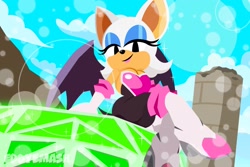 Size: 2048x1366 | Tagged: safe, artist:eddysmash2407, rouge the bat, master emerald