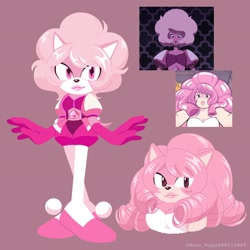 Size: 2048x2048 | Tagged: safe, artist:kanayanga, hedgehog, mobianified, pink diamond, rose quartz, steven universe (series)