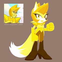 Size: 2048x2048 | Tagged: safe, artist:kanayanga, fox, mobianified, steven universe (series), yellow diamond
