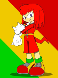 Size: 828x1104 | Tagged: safe, artist:nashiothepenguin, knuckles the echidna, human, abstract background, humanized, partially humanized, solo