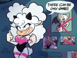 Size: 2048x1542 | Tagged: safe, artist:psicoyote, lanolin the sheep, rouge the bat, rouge's heart top