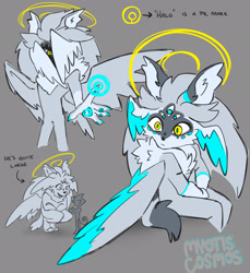 Size: 1879x2048 | Tagged: safe, artist:myotiscosmos, espio the chameleon, silver the hedgehog, angel silver, halo, monster form, multiple eyes, pk mark, psychokinesis, signature, wings