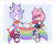 Size: 2048x1669 | Tagged: safe, artist:confused-bagel, amy rose, blaze the cat, 2025, alternate outfit, amy x blaze, bi amy, bisexual, bisexual pride, cute, duo, gay pride, holding hands, lesbian, lesbian blaze, lesbian pride, looking at them, pride, shipping, smile