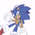 Size: 2048x2048 | Tagged: safe, artist:confused-bagel, sonic the hedgehog, hedgehog, 2025, looking at viewer, male, signature, simple background, sketch, smile, solo, top surgery scars, trans male, transgender, transmasculine, v sign, white background