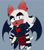 Size: 1788x2048 | Tagged: safe, artist:confused-bagel, rouge the bat, bat, 2022, blood, blue background, clothes, cropped hoodie, ear piercing, earring, fingerless gloves, goth, goth outfit, goth rouge, hand on hip, hot topic, lipstick, long gloves, looking at viewer, painted fingernails, signature, simple background, solo