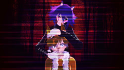 Size: 1192x670 | Tagged: safe, artist:okarutommd, miles "tails" prower, oc, oc:xenophanes, human, 3d, duo, humanized, mmd, partially humanized