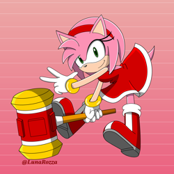 Size: 1500x1500 | Tagged: safe, artist:lunarozza, amy rose, abstract background, piko piko hammer