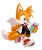 Size: 567x680 | Tagged: safe, artist:hikariviny, miles "tails" prower, fox, bag, blue eyes, clothes, jacket, male, mint candy, orange fur, shirt, shoes, simple background, sneakers, socks, solo, white background