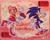 Size: 2048x1647 | Tagged: safe, artist:vesperiian, amy rose, sonic the hedgehog, hedgehog, amy x sonic, bar code, blushing, bouquet, couple, duo, female, flower, male, one eye closed, paper, rose, shipping, straight, ticket, valentine's day