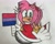 Size: 2048x1653 | Tagged: safe, artist:afterlife-2004, amy rose, 2025, amybetes, bi amy, bisexual, bisexual pride, cute, flag, holding something, looking at viewer, mouth open, open smile, pride, pride flag, smile, solo, traditional media