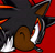 Size: 1251x1204 | Tagged: safe, artist:blackeditsgalore, artist:yuji uekawa, editor:blackeditsgalore, shadow the hedgehog, 2023, alternate version, edit, frown, icon, looking at viewer, red background, simple background, solo, uekawa style