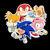 Size: 1000x1000 | Tagged: safe, artist:artsonx, amy rose, cheese (chao), cream the rabbit, knuckles the echidna, miles "tails" prower, chao, sonic x, 2019, black background, clenched teeth, eyes closed, frown, group, heart hands, laughing, looking at viewer, mouth open, neutral chao, outline, simple background, smile, smiling at viewer, sonic x style, waving, waving at viewer, white outline