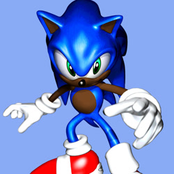 Size: 1024x1024 | Tagged: safe, artist:blackeditsgalore, editor:blackeditsgalore, sonic the hedgehog, sonic adventure, 2025, 3d, blue background, edit, looking at viewer, simple background, smile, solo, sonic adventure dx, standing