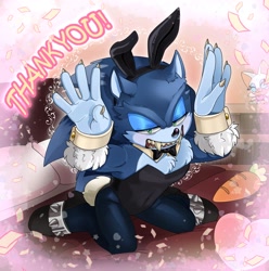 Size: 3000x3024 | Tagged: suggestive, artist:tusk_nx, rouge the bat, sonic the hedgehog, bat, bed, bowtie, bunny ears, bunny girl outfit, bunny suit, carrot, crossdressing, duo, eyeshadow, female, heart, male, pillow, sonic the werehog, were form, werehog
