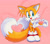 Size: 2300x2038 | Tagged: safe, artist:montyth, miles "tails" prower, fox, 2024, alternate version, cute, heart hands, heart tail, looking offscreen, male, mouth open, pink background, simple background, smile, solo, standing