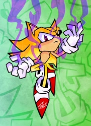 Size: 1000x1385 | Tagged: safe, artist:fishflop, sonic the hedgehog, super sonic, hedgehog, 2024, archie, male, redraw, solo, super form