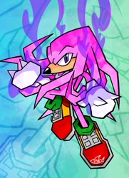 Size: 1000x1385 | Tagged: safe, artist:fishflop, knuckles the echidna, echidna, 2024, archie, hyper form, hyper knuckles, male, redraw, solo