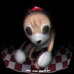Size: 2800x2800 | Tagged: safe, artist:somerando____, tails doll, 2025, checkerboard, checkerboard floor, checkerboard pattern, creepy, doll, male, robot, solo, text
