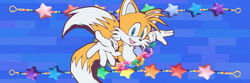 Size: 1500x500 | Tagged: safe, editor:editingwonderland, miles "tails" prower, 2023, abstract background, banner, edit, header, solo, star (symbol)