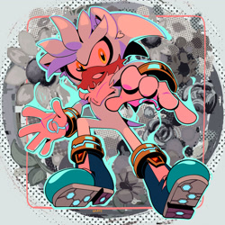 Size: 2048x2048 | Tagged: safe, artist:golbiey, silver the hedgehog, 2025, abstract background, cheek fluff, looking at viewer, outline, signature, smile, solo