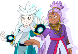 Size: 1625x1125 | Tagged: safe, artist:adhd-sonic-the-hedgehog, blaze the cat, silver the hedgehog, human, 2022, duo, humanized, looking offscreen, signature, simple background, smile, standing, tan skin, white background