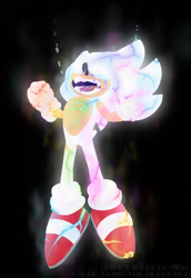 Size: 1753x2551 | Tagged: safe, artist:adhd-sonic-the-hedgehog, sonic the hedgehog, 2022, black background, clenched fists, flying, hyper form, hyper sonic, mouth open, simple background, solo, tears
