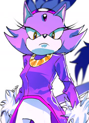 Size: 1257x1749 | Tagged: safe, artist:lbe-3223, blaze the cat, 2025, frown, looking at viewer, signature, simple background, solo, standing, white background