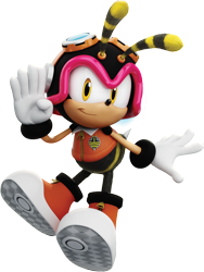 Size: 868x1153 | Tagged: safe, artist:lixesprototype, charmy bee, 2022, 3d, looking at viewer, redraw, simple background, smile, solo, transparent background