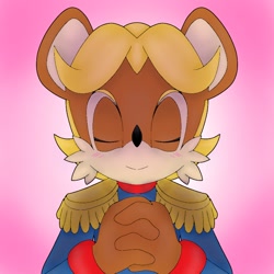 Size: 1000x1000 | Tagged: safe, artist:ultrasilver17, antoine d'coolette, 2019, blushing, eyes closed, gradient background, hands together, smile, solo