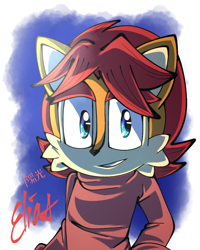 Size: 976x1218 | Tagged: safe, artist:ultrasilver17, elias acorn, 2021, character name, clenched teeth, gradient background, looking at viewer, signature, smile, solo, standing