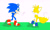 Size: 2525x1530 | Tagged: safe, artist:mallum153, miles "tails" prower, sonic the hedgehog, fox, hedgehog, 2025, boots, child, duo, flat colors, gloves, struggling, stuck, teenager