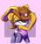 Size: 744x797 | Tagged: safe, artist:chaosspear, bunnie rabbot, rabbit, 2020, abstract background, cowboy hat, cyborg, eye clipping through hair, eyebrow clipping through hair, hat, looking offscreen, pink nose, pose, smile, solo, standing