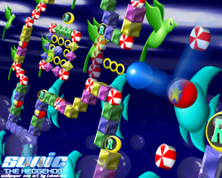 Size: 2560x2048 | Tagged: safe, artist:tokeitime, sonic the hedgehog, bird, sonic the hedgehog (1991), 2011, bumper, chaos emerald, classic sonic, ring, solo, special stage, spin jump