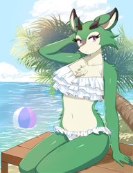 Size: 1684x2188 | Tagged: safe, artist:shirasiyuki, clove the pronghorn, bikini