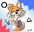 Size: 1500x1400 | Tagged: safe, artist:remukko521, miles "tails" prower, 2022, abstract background, blue shoes, cute, eye clipping through hair, eyes closed, floating eyebrows, flying, mid-air, mouth open, open smile, signature, smile, solo, spinning tails, tailabetes, treads, v sign